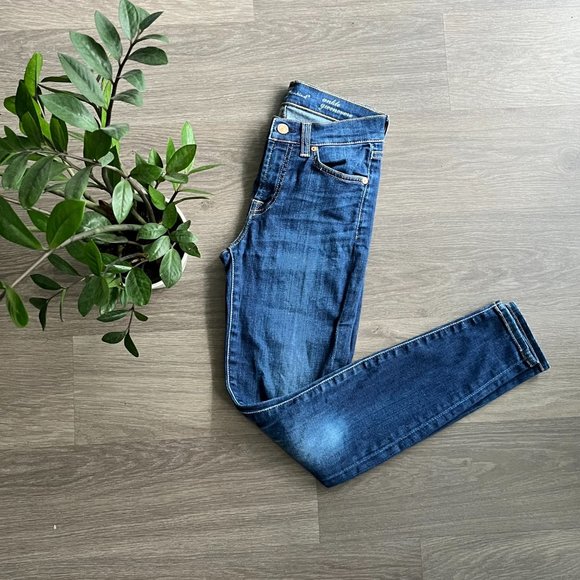 7 for All Mankind Dark Blue "Ankle Gwenevere" Mid-Rise Skinny Jeans - Picture 10 of 10